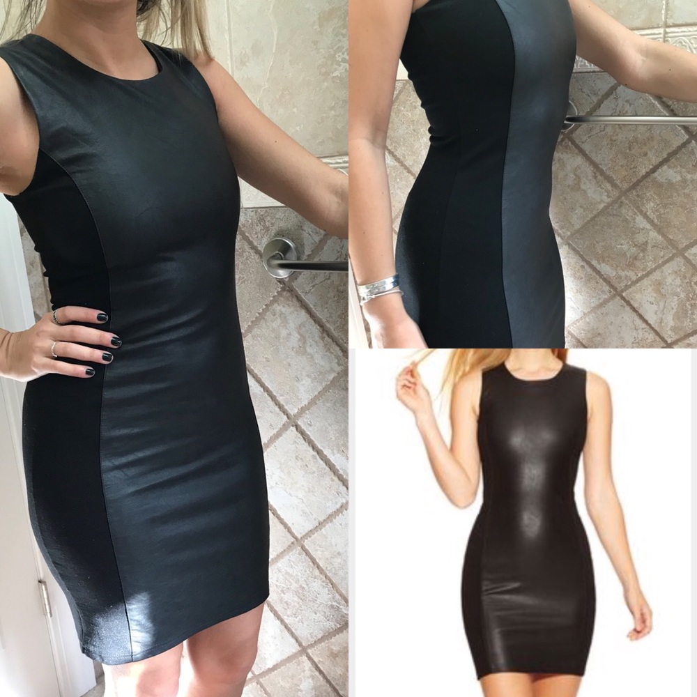 Leather Panel Black Dress